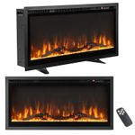 36 Inch Electric c Wall-Mounted Recessed Freestanding Fireplace