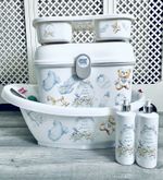 Personalised Baby Bath, Baby Box, top and tail tray Blue Design