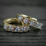 3 Ct Round Cut VVS1 Diamond Huggie Hoop Wedding Earrings 14K Yellow Gold Finish
