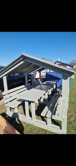 Wooden Garden Arbour Table and Bench Seat
