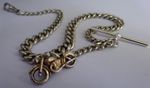 Antique solid silver pocket watch albert chain & silver vintage motorbike fob