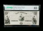 1852 Hungary Finance Ministry 2 Forint Remainder Banknote PMG 65 GEM UNC EPQ 02b