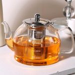 Heat Resistance Glass Teapot 1200ML with removable Infuser Markings Tea Kettle