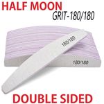 180/180 GRIT NAIL FILES PROFESSIONAL QUALITY HALF MOON BUFFER EMERY BOARD UK