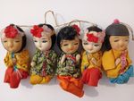 5x Vintage Chinese/Asian Doll Hanging Ornaments Tree/Baubles Traditional Costume