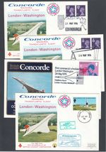 EIGHT Concorde Covers All London Washington Route 1976 Various cancels / stamps