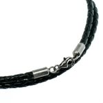 Leather strap 925 silver lobster clasp real leather chain ø3mm black braided