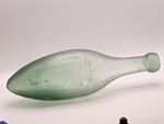 ANTIQUE RARE LITE GREEN OVAL WINDOW PATENT TORPEDO SODA WATER BOTTLE 1860's