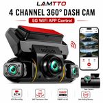 LAMTTO WiFi 4 Channel Dash Cam Front and Rear Inside 1080P 360°Dash Camera 128GB