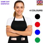 Apron for Women & Men. Unisex Bib Cooking/Kitchen/Chef Apron 2 Pockets Long Ties