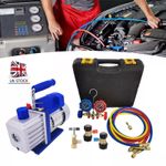 HVAC Air Vacuum Pump 1/4 HP 4 CFM AC Vacuum Pump Gauge Set Rotary Auto Repair