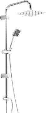 Large Shower Kit Twin Head Waterfall Chrome Adjust Riser Rail Chrome Square Set