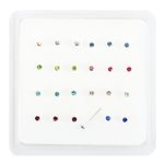  24  Sterling Silver 8 Colour Claw Set Nose Studs Piercing Body Jewellery boxed