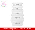 Plastic Food Containers with lids Takeaway Microwave Freezer Safe Storage Boxes