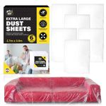 6pk Dust Sheets 3.6x2.7m Clear Plastic Polythene Decorating Painters Heavy Duty