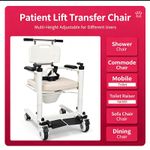 Patient Lift Transfer Wheelchair 180° Split Seat Equipped With Bedpan