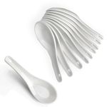Chinese White CERAMIC APPETIZER SPOON Canape Soup Thai Japanese (10 pc)