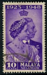 Malaya Selangor 1948 Royal Silver Wedding 10c SG 88 used *COMBINED POSTAGE*