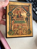 The Temptation of Christ, from Book of Kells, small wall plaque, 10 x 14 cm