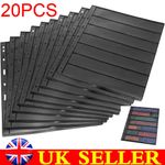 20X Double Sided Stamp Album Stock Pages Sheets with 9 Binder Holes 7 Strips