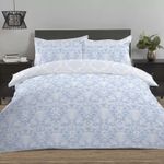 NightComfort Percale Damask Pattern Polycotton Duvet Cover Set with Pillowcases