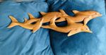 Hand Carved Wood Dolphins Wall Nautical Ocean Decor Dolphin
