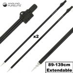2 x Storm Poles For Bivvy Umbrella Brolly Carp Fishing Telescopic From 35-54"