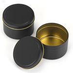 Empty Black Candle Tins 4oz, Candle Jars, container, storage Jars,Stainless stee