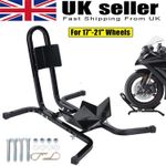 BLACK MOTORCYCLE WHEEL CHOCK STAND BIKE FRONT WHEEL PADDOCK MOTORBIKE PARKING