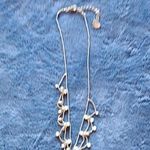 Silver Tone Adjustable Cable Chain Necklace with Bead Drop Dangles, Lobster