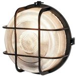 S5881 Black Round Cage Bulkhead Light ES E27 Wall/Ceiling Outdoor IP Rated