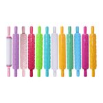 Plastic Non Stick Fondant Rolling Pin Tool Portable Embossed Rolling Pin Fondant