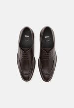 Boss Leather Derby shoes with apron toe In Dark Brown UK in UK 7