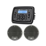 Waterproof Bluetooth Stereo MP3/USB AM/FM Receiver + 3 Inch Marine Speakers