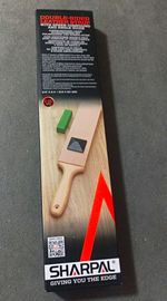 SHARPAL Double-Sided Leather Strop Paddle, Green Compound & Angle Guide