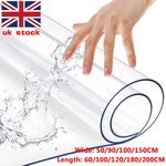 PVC Table Protector/Cover Transparent 2mm Thickness Soft Plastic 120/100cm Wide