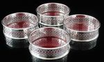 4 Spanish Sterling Silver Coasters, Pasgorcy of Madrid, 20th Century