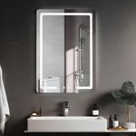 Bathroom LED Mirror W/ Demister Touch Sensor Illuminated 3 Color Lights 50*70CM