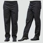 Black Chef Trousers Excellent Quality Elasticated Pants 3 Pockets Black Trousers