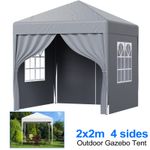 LOEFME Pop Up Gazebo 2x2m Awning Party Tent Canopy Marquee Waterproof Garden