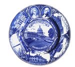 ADAMS (Staffordshire) Blue and White "The Washington Plate" Diameter 10"