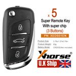 5x Xhorse Universal Super Remote Key DS Flip 3 Buttons XEDS01EN for VVDI2 TOOL