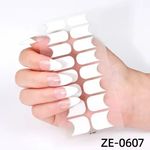 16 Strips Semi Cured Gel Nail Stickers Gel Polish UV French Manicure (ZE607)