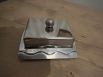 Vintage Unusual Retro Heavy Stainless Steel Polished Domed Butter Dish Wavy Base
