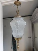 Beautiful Moulded Glass & Brass Hanging Lantern c1930s