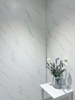 White Marble Grout Line Tile Effect Bathroom Panels PVC Shower Wet Wall Cladding