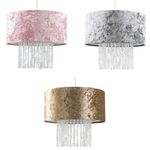 Ceiling Light Shade Velvet Drum Lampshades Jewel Droplet Pendant Shade LED Bulb