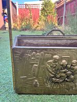 Vintage Embossed Brass Magazine Rack Newspaper Holder Dutch Village Scene