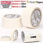 MASKING TAPE 48MM / 24MM X 50M PAINTERS DIY CRAFT EASY TEAR STRONG ADHESIVE ROLL