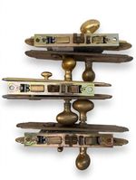 3pc Period Brass Mortise Lock Set Lot Solid Brass Egg Knob Shell Escutcheon